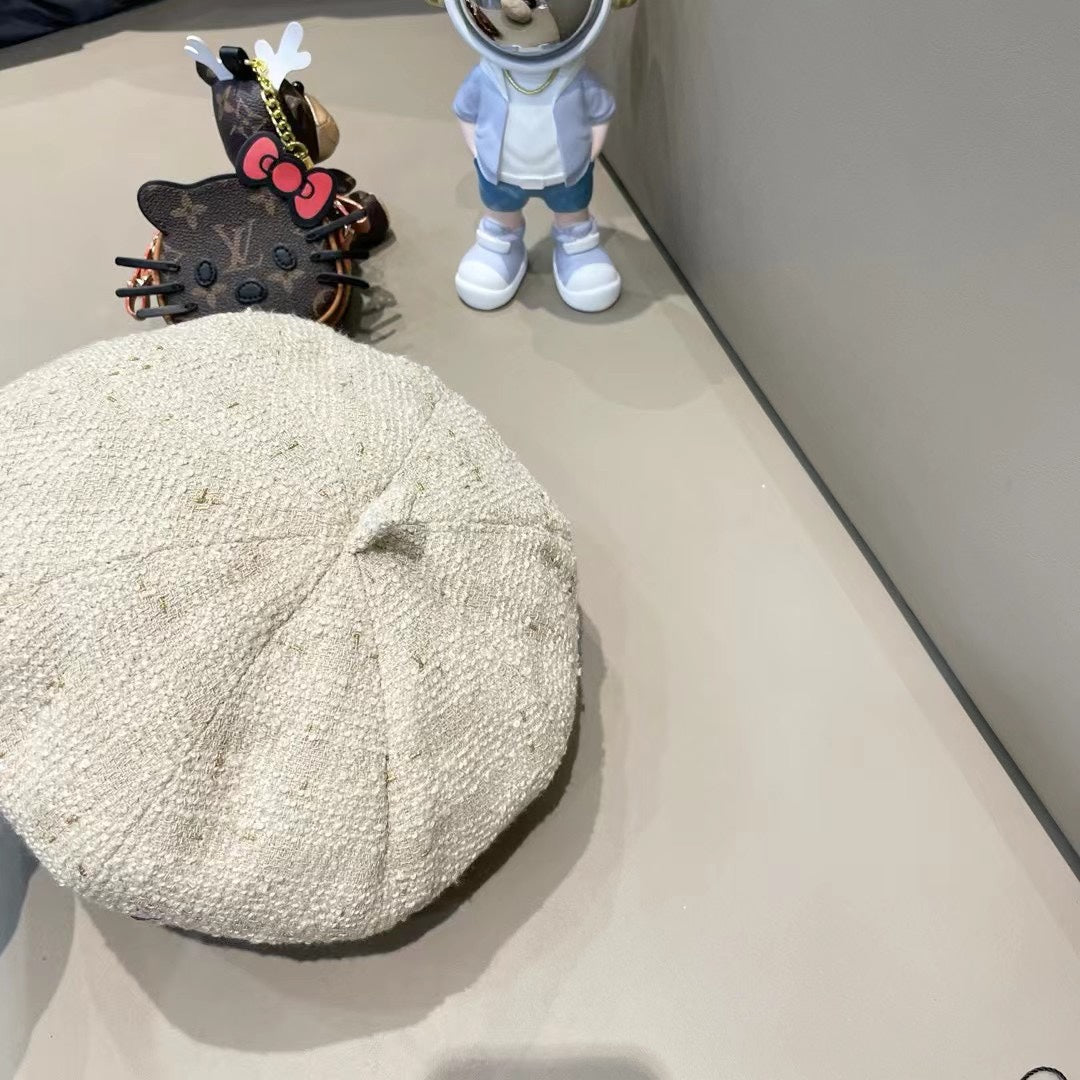 GUCCI BERRET HAT IN WHITE CREAM TWEED 394274