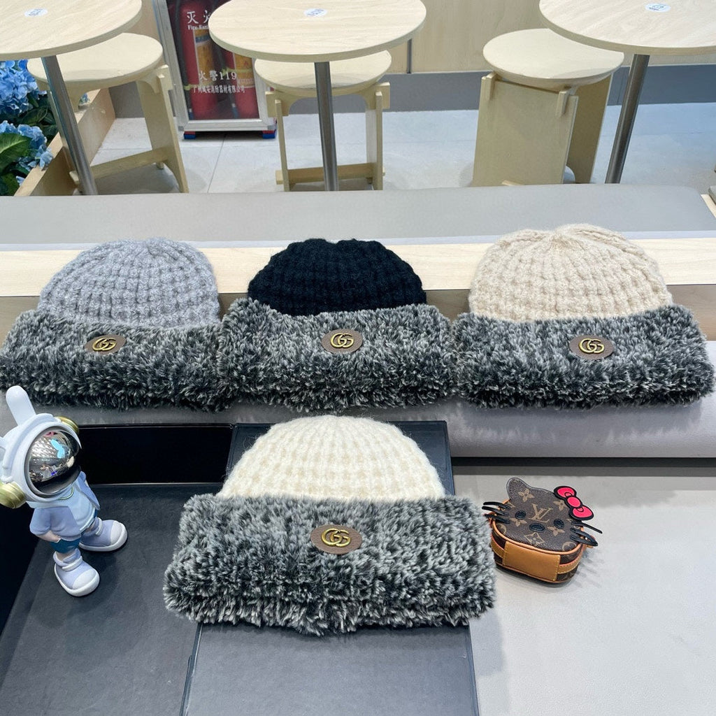 GUCCI BEANIE HAT IN BEIGE WOOL AND FLEECE 399547