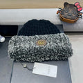 GUCCI BEANIE HAT IN BLACK WOOL AND FLEECE 399548