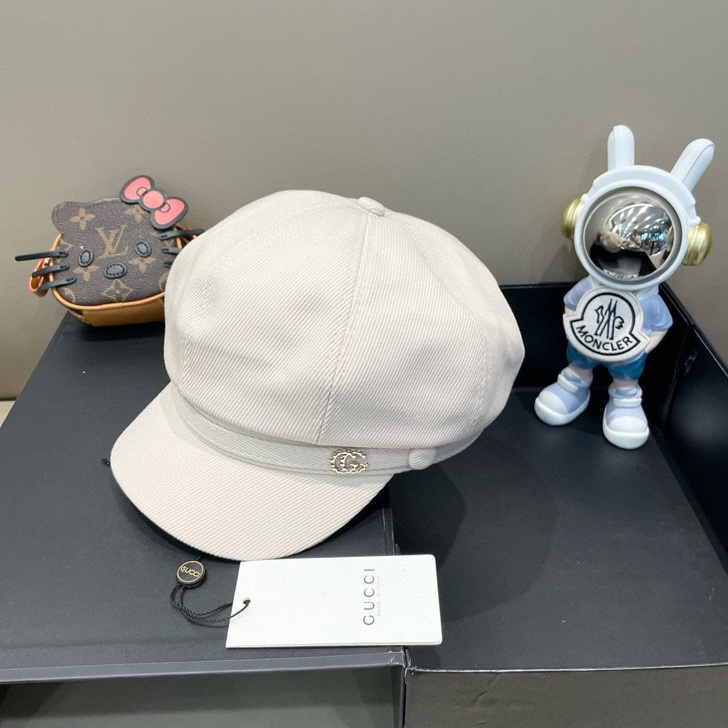 GUCCI BAKER BOY CAP IN WHITE FABRIC 400797