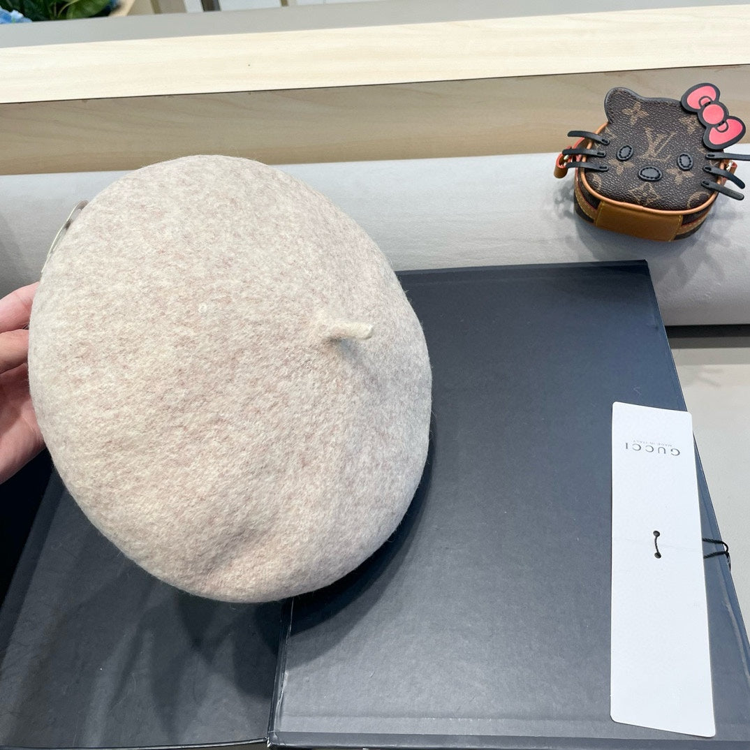 GUCCI BERET HAT IN KHAKI BROWN WOOL 406970
