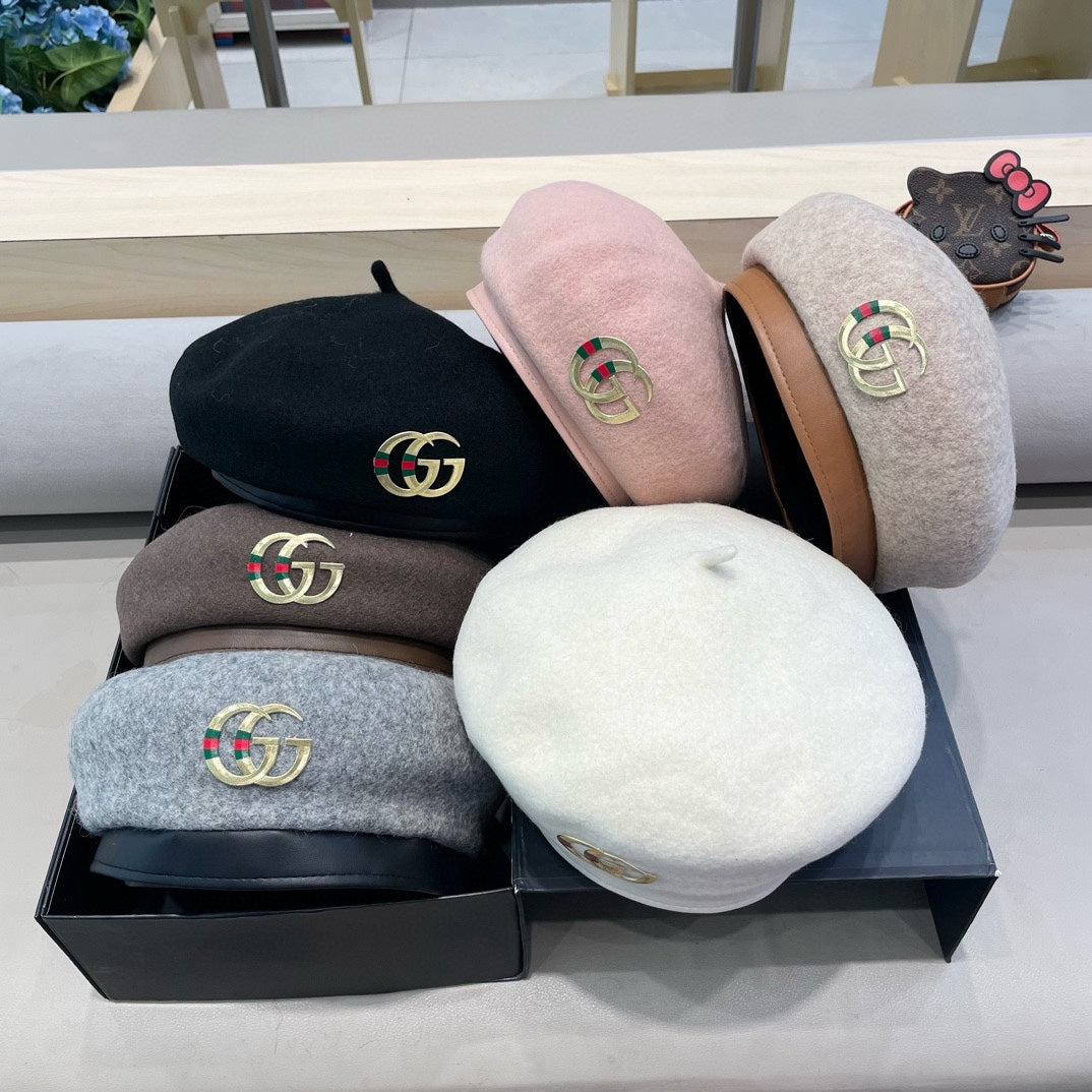GUCCI BERET HAT IN KHAKI BROWN WOOL 406970
