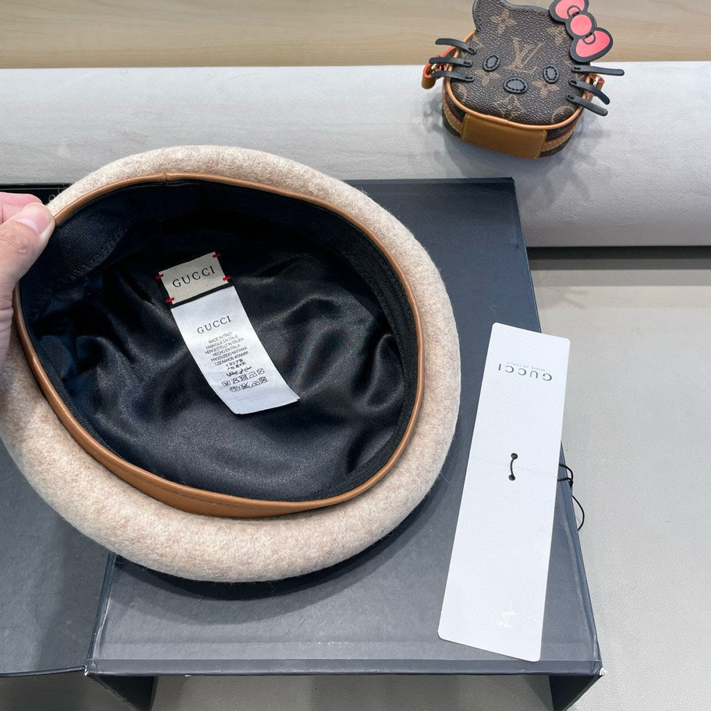 GUCCI BERET HAT IN KHAKI BROWN WOOL 406970