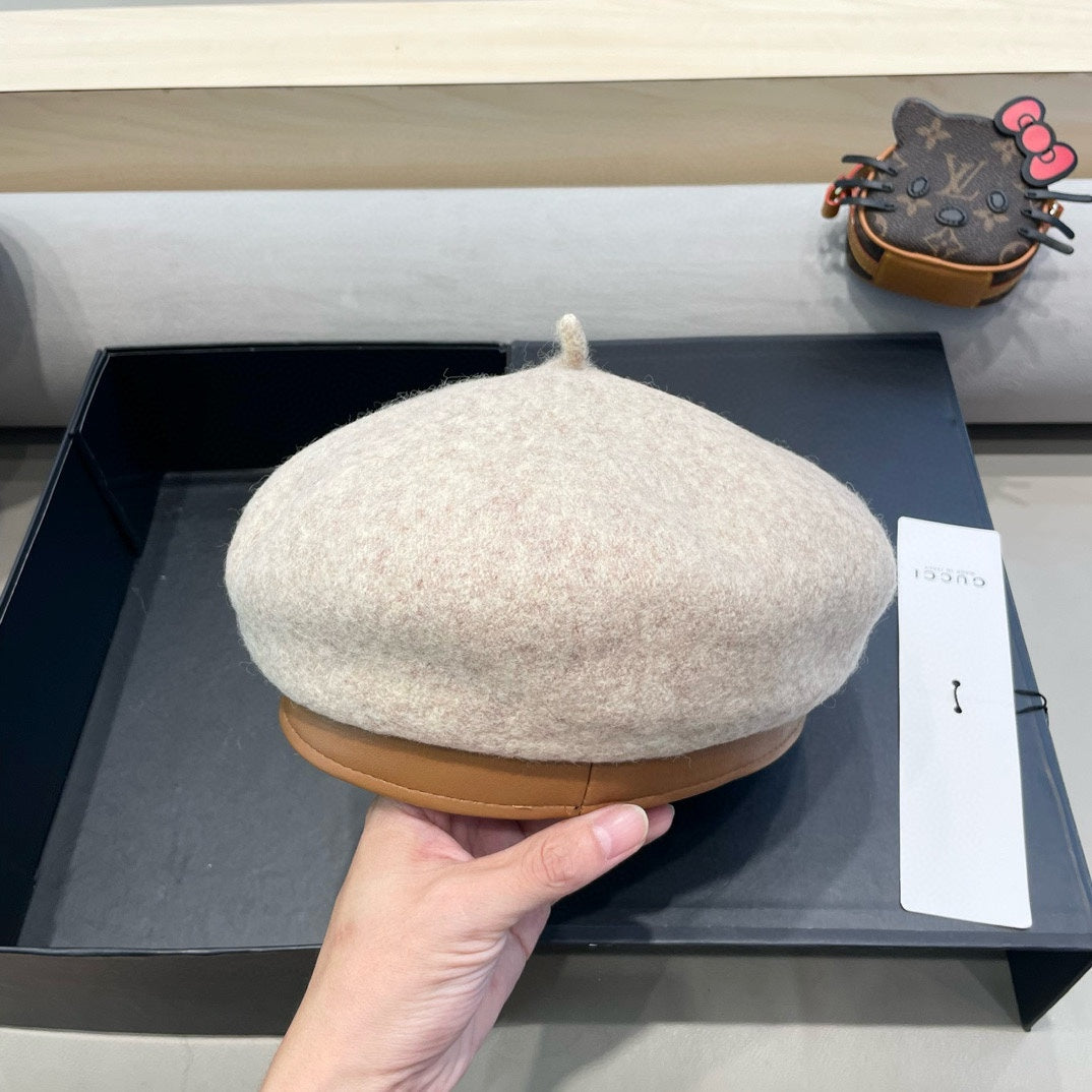 GUCCI BERET HAT IN KHAKI BROWN WOOL 406970