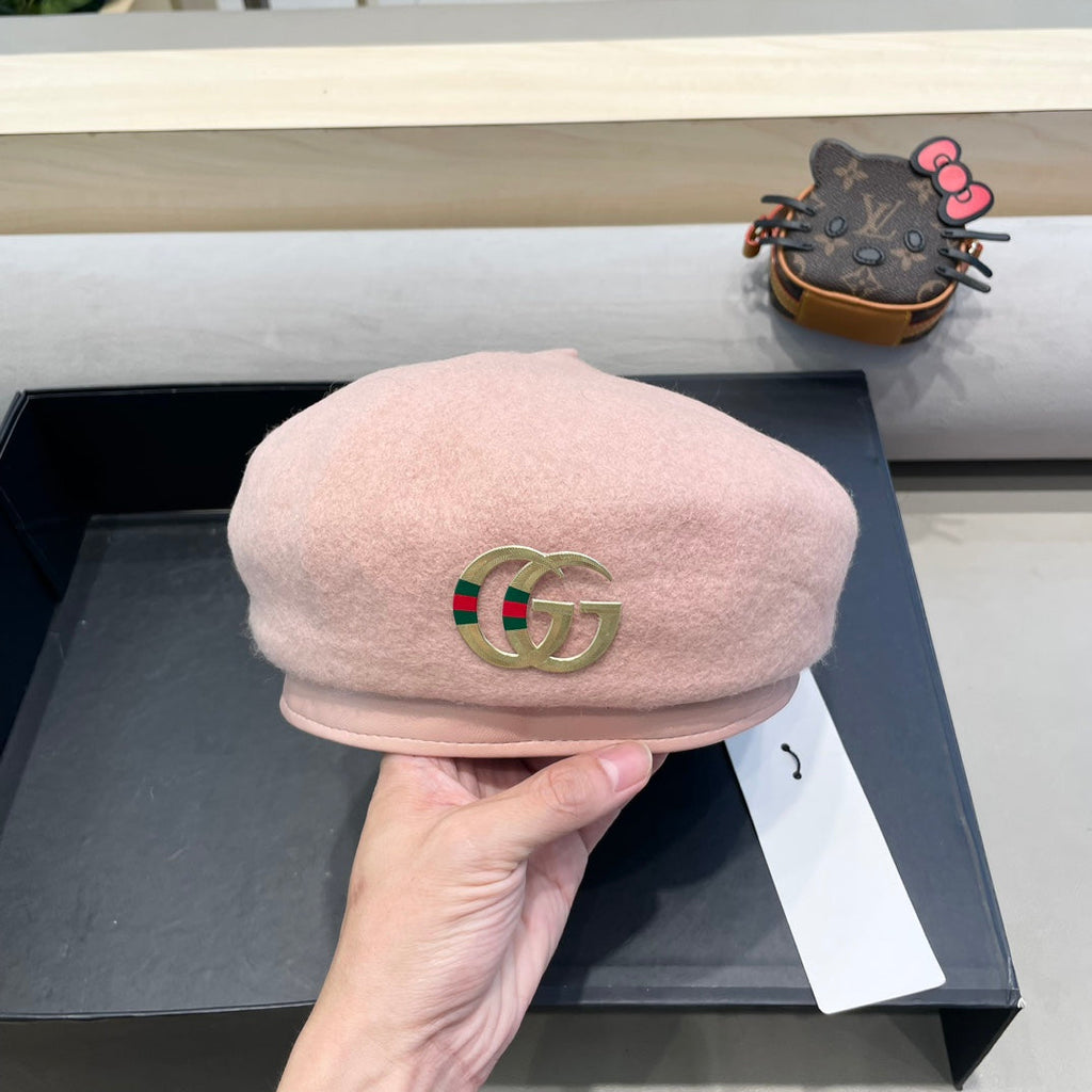 GUCCI BERET HAT IN LIGHT PINK WOOL 406887