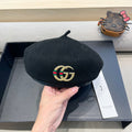 GUCCI BERET HAT IN BLACK WOOL 406886