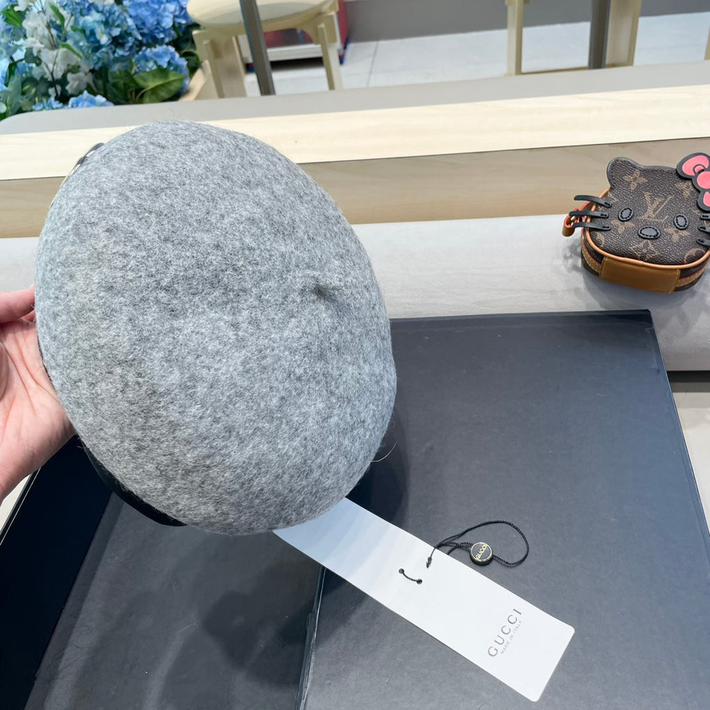 GUCCI BERET HAT IN ASH GRAY WOOL 406885