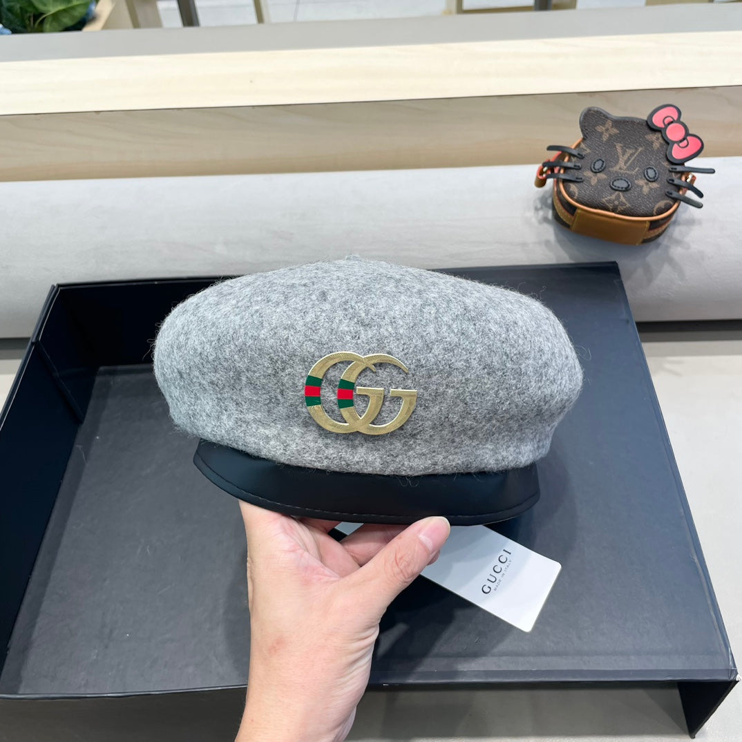 GUCCI BERET HAT IN ASH GRAY WOOL 406885