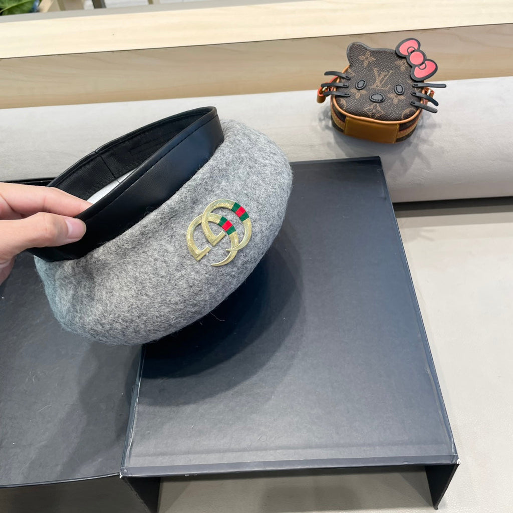 GUCCI BERET HAT IN ASH GRAY WOOL 406885