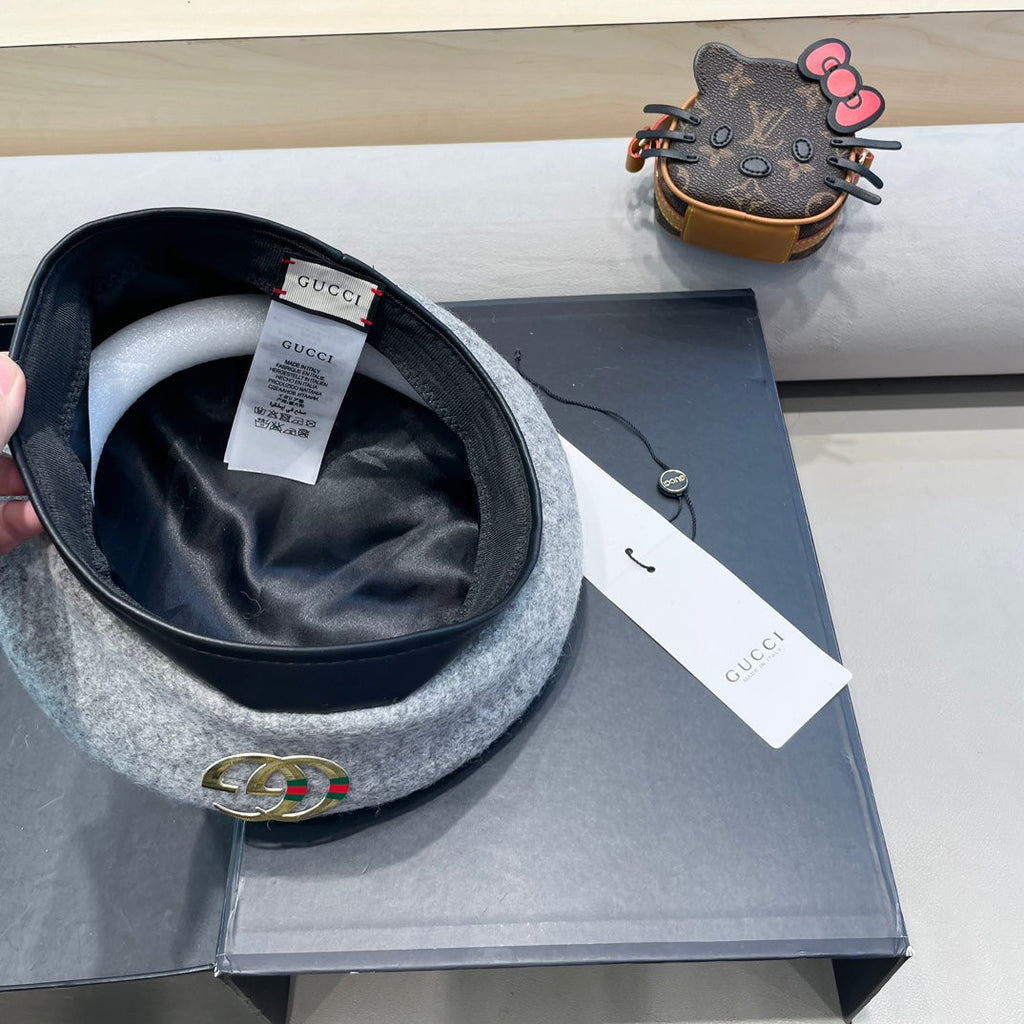 GUCCI BERET HAT IN ASH GRAY WOOL 406885