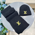 LOUIS VUITTON SET SCARF AND HAT IN BLACK WOOL 406533