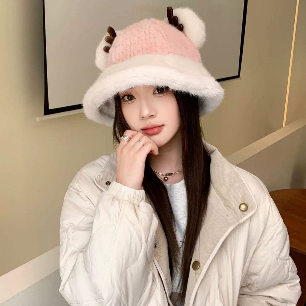 LOUIS VUITTON FISHERMAN HAT IN PINK MIX WHITE WOOL AND RABBIT FUR 409760