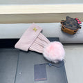 LOUIS VUITTON KNITTED BEANIE HAT IN LIGHT PINK WOOL AND FOX FUR 409789