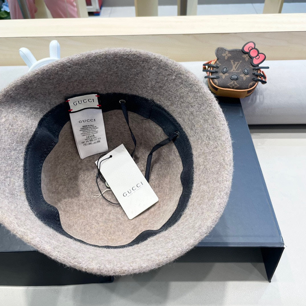 GUCCI KHAKI BROWN BUCKET HAT 411348