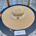 CHANEL WIDE BRIM STRAW HAT BROWN 672708