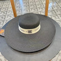 CHANEL WIDE BRIM STRAW HAT BLACK 672709
