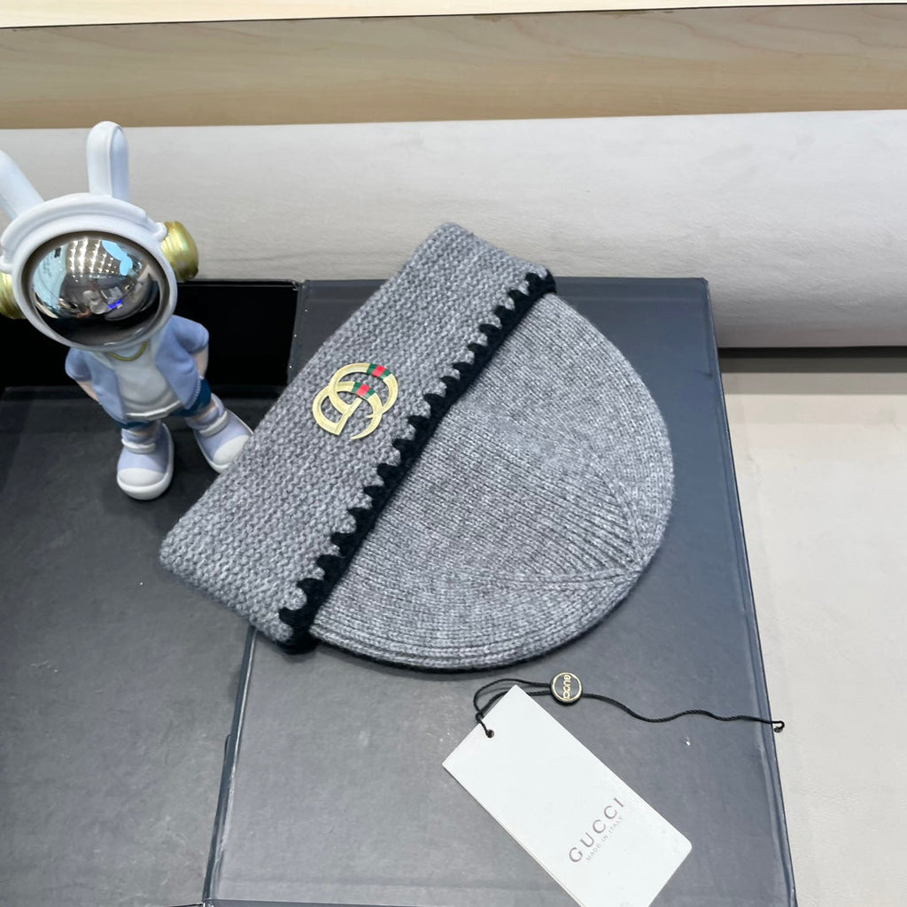 GUCCI BEANIE HAT IN RHINO GRAY WOOL 416414