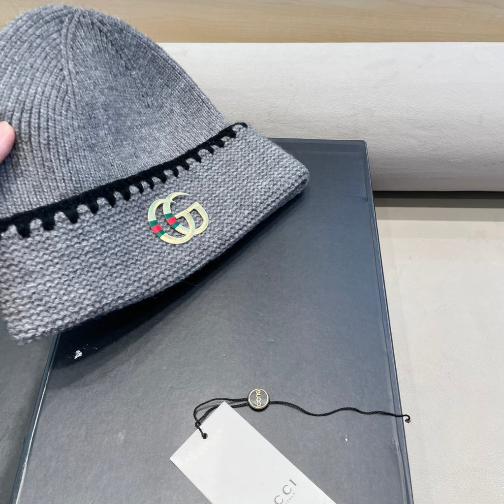 GUCCI BEANIE HAT IN RHINO GRAY WOOL 416414
