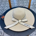 CHANEL WIDE BRIM STRAW HAT WITH BOW BEIGE 672706