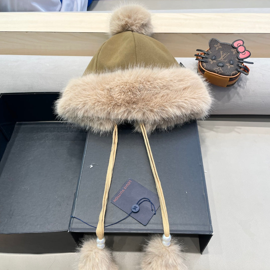 LOUIS VUITTON BEANIE HAT IN BROWN WOOL AND COTTON 419745