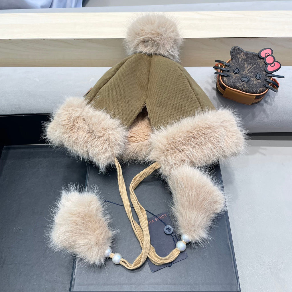 LOUIS VUITTON BEANIE HAT IN BROWN WOOL AND COTTON 419745