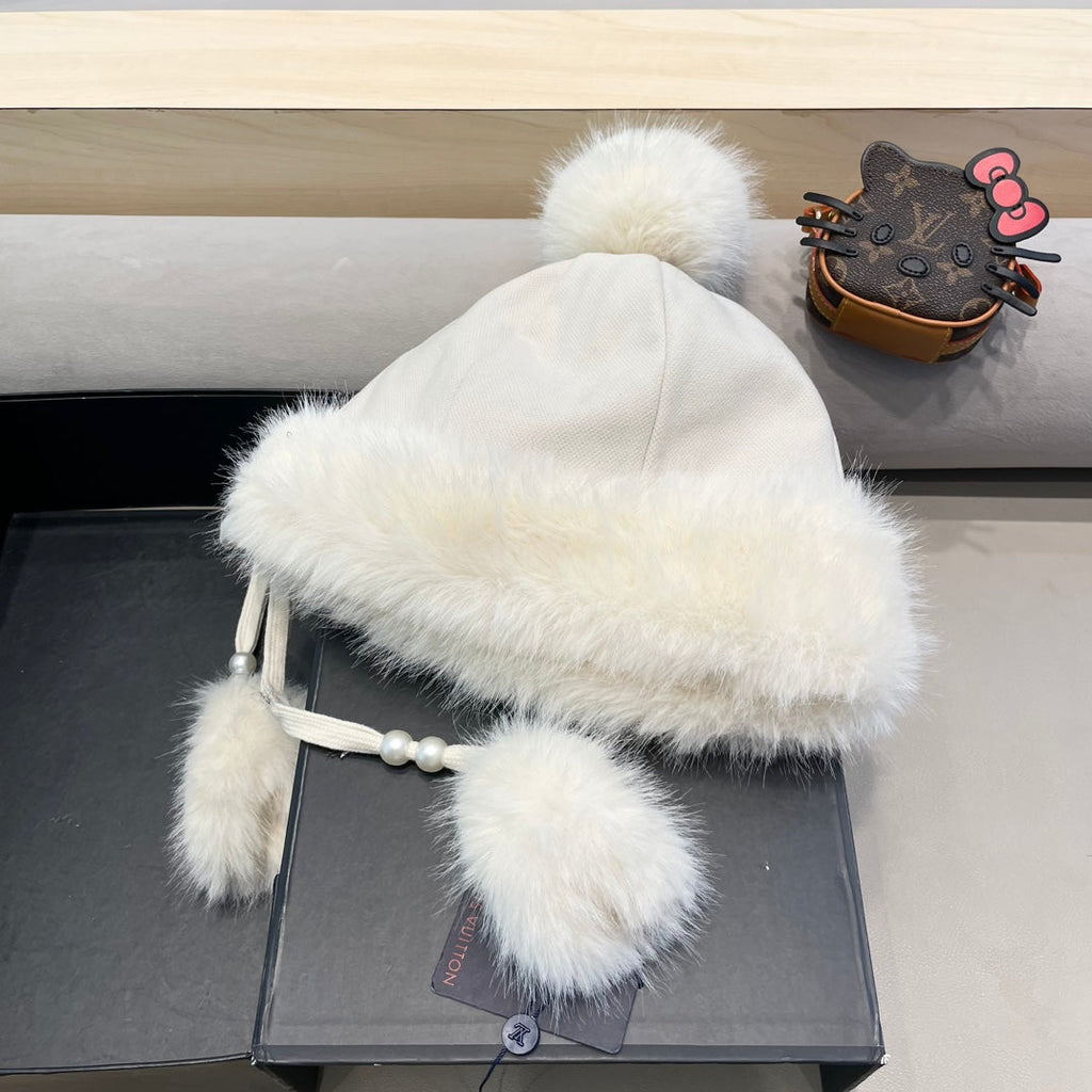 LOUIS VUITTON BEANIE HAT IN WHITE WOOL AND COTTON 419746