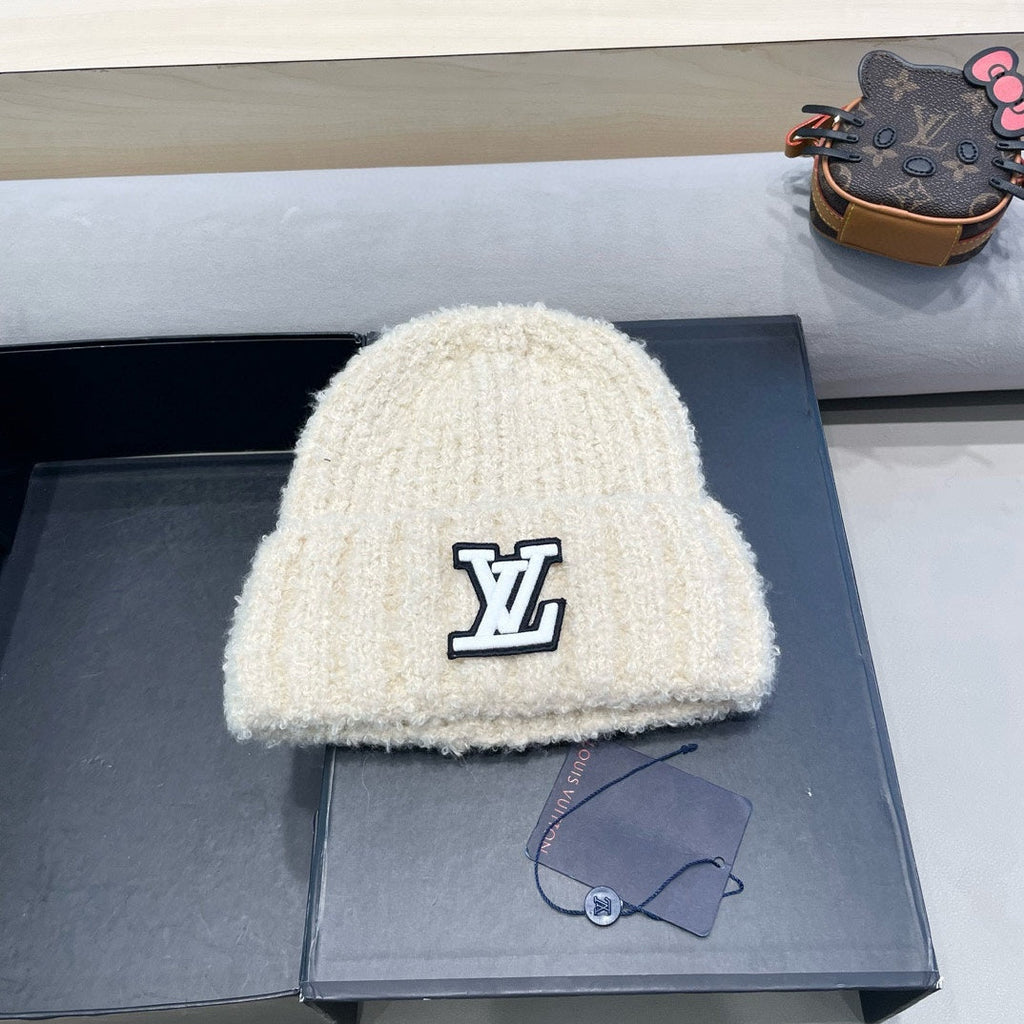LOUIS VUITTON KNITTED BEANIE HAT IN LIGHT BEIGE WOOL 421267