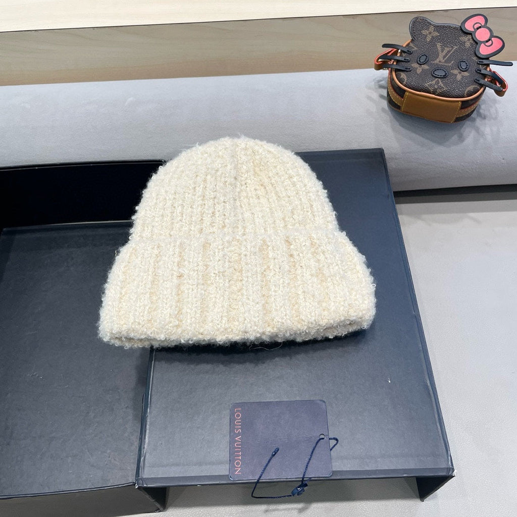 LOUIS VUITTON KNITTED BEANIE HAT IN LIGHT BEIGE WOOL 421267