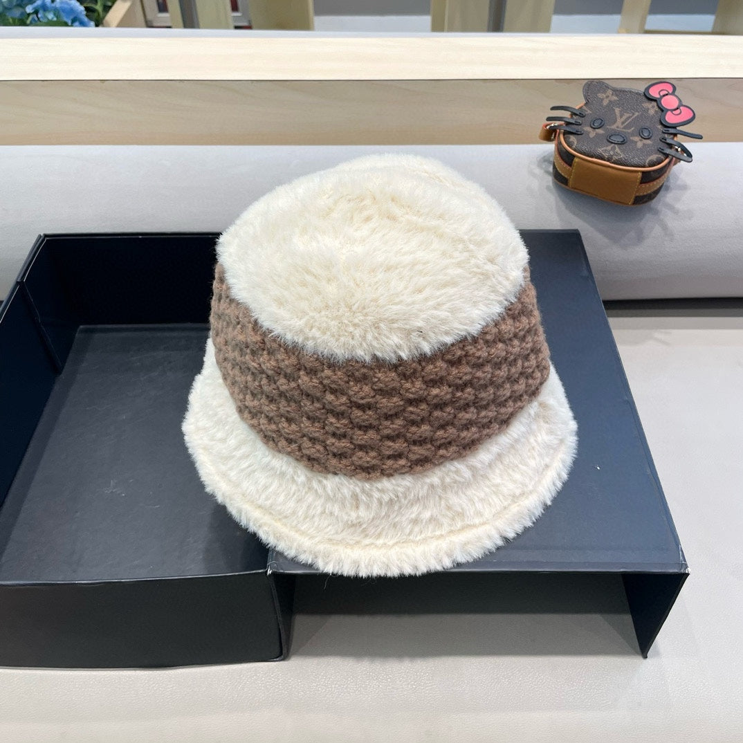 LOUIS VUITTON BUCKET HAT IN WHITE MIX BROWN WOOL 421037