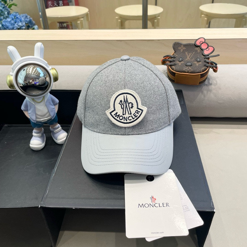 CHANEL WOOL-TWEED AND LEATHER BASEBALL CAP PALE GRAY 428236