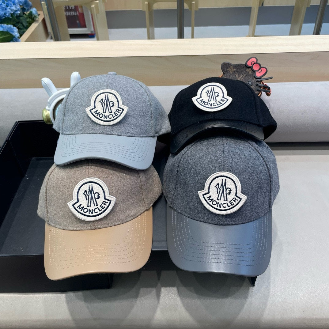 CHANEL WOOL-TWEED AND LEATHER BASEBALL CAP PALE GRAY 428236