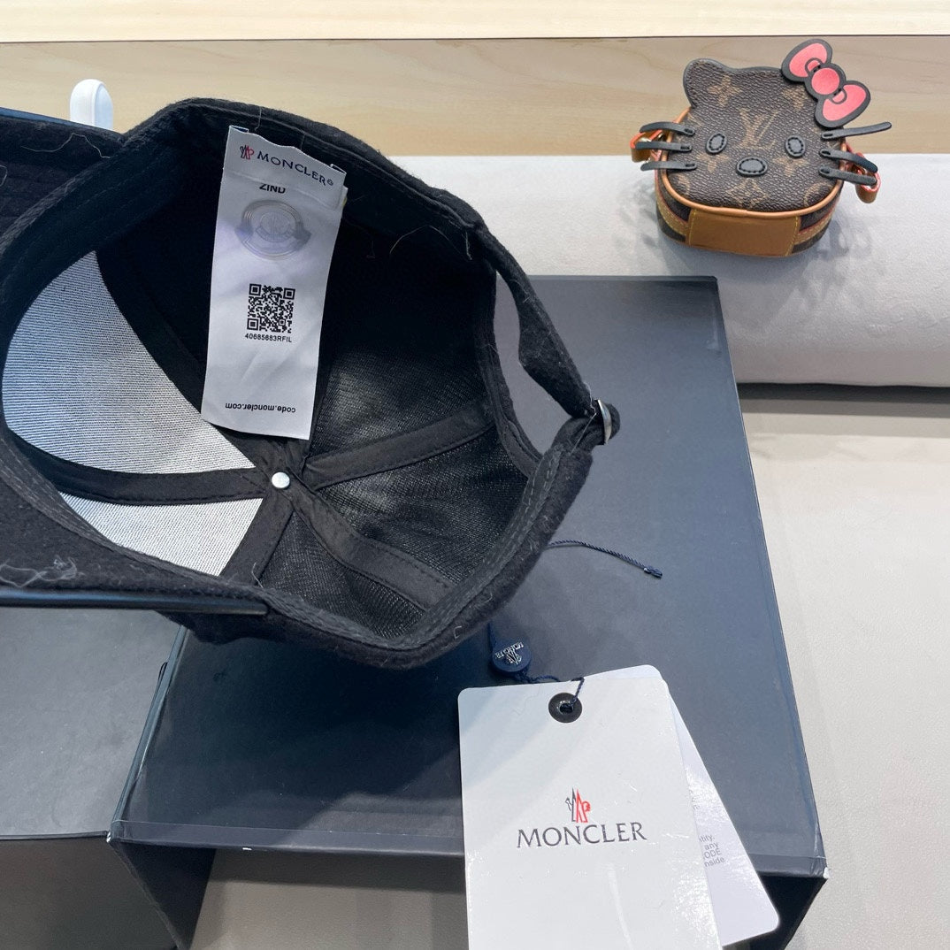 CHANEL WOOL-TWEED AND LEATHER BASEBALL CAP BLACK 428237