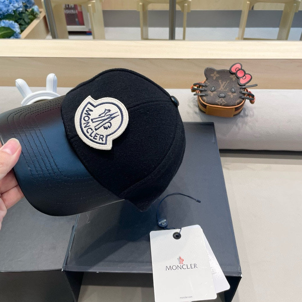 CHANEL WOOL-TWEED AND LEATHER BASEBALL CAP BLACK 428237