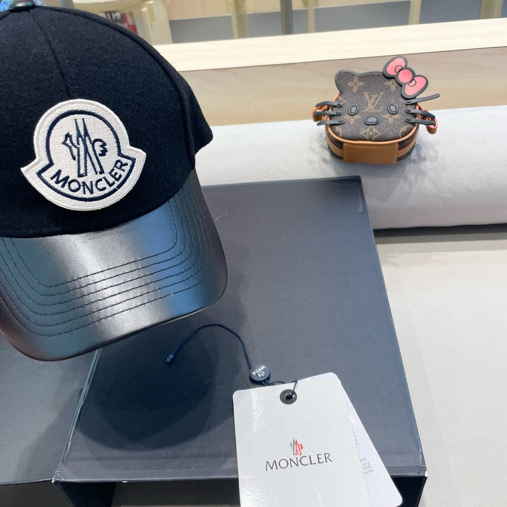CHANEL WOOL-TWEED AND LEATHER BASEBALL CAP BLACK 428237