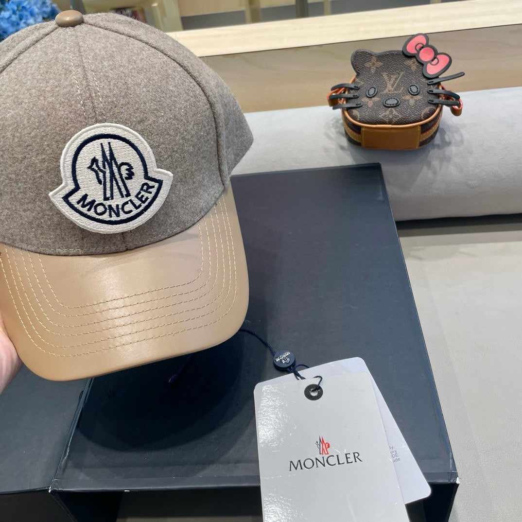 CHANEL WOOL-TWEED AND LEATHER BASEBALL CAP PEANUT BROWN 428238