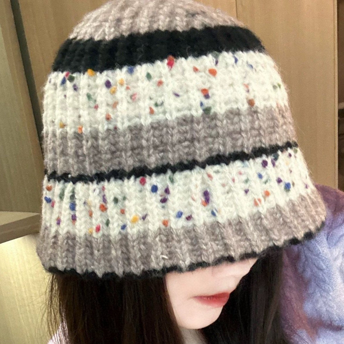 GUCCI STRIPED KNITTED BUCKET HAT COLORFUL 428101