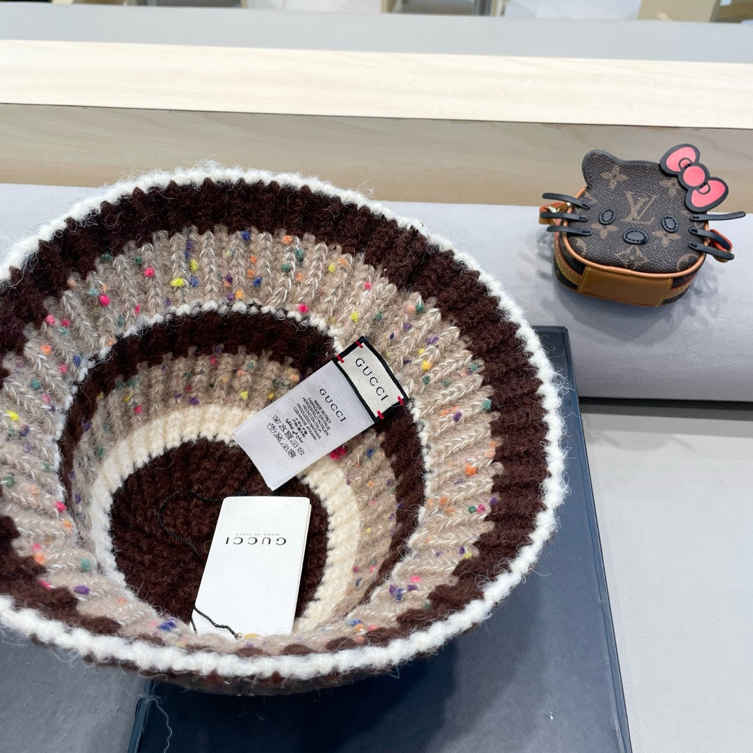GUCCI STRIPED KNITTED BUCKET HAT COLORFUL 428102