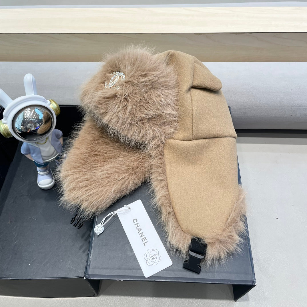 CHANEL TRAPPER HAT IN DESERT BROWN SUEDE AND LAMB FUR 429974