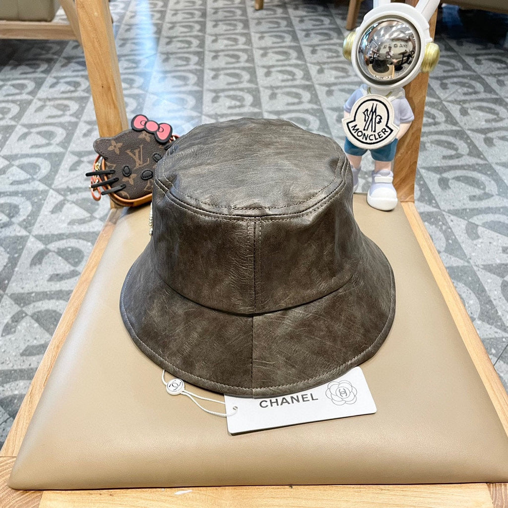 CHANEL BUCKET HAT IN WOOD BROWN CALFSKIN 431731