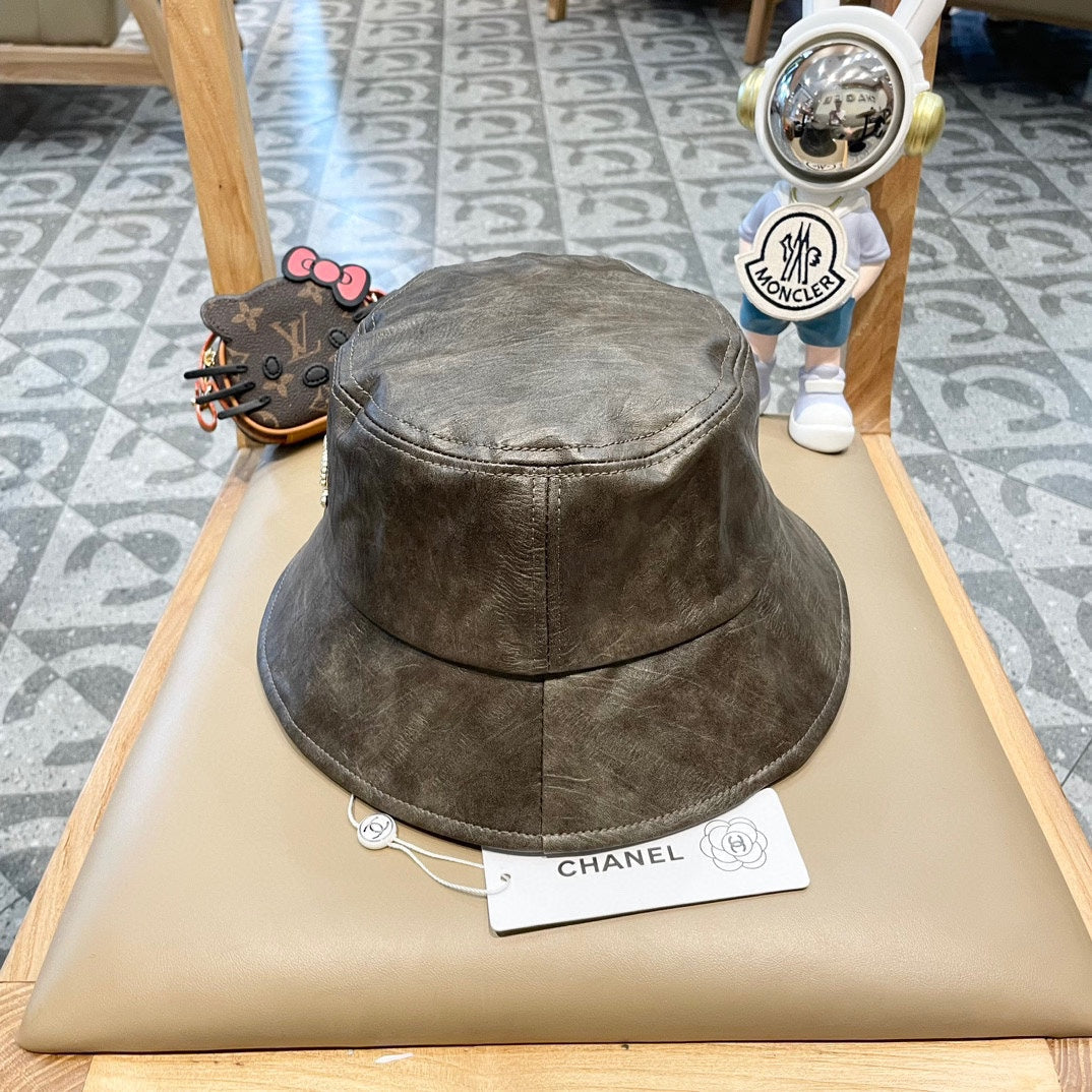 CHANEL BUCKET HAT IN WOOD BROWN CALFSKIN 431731