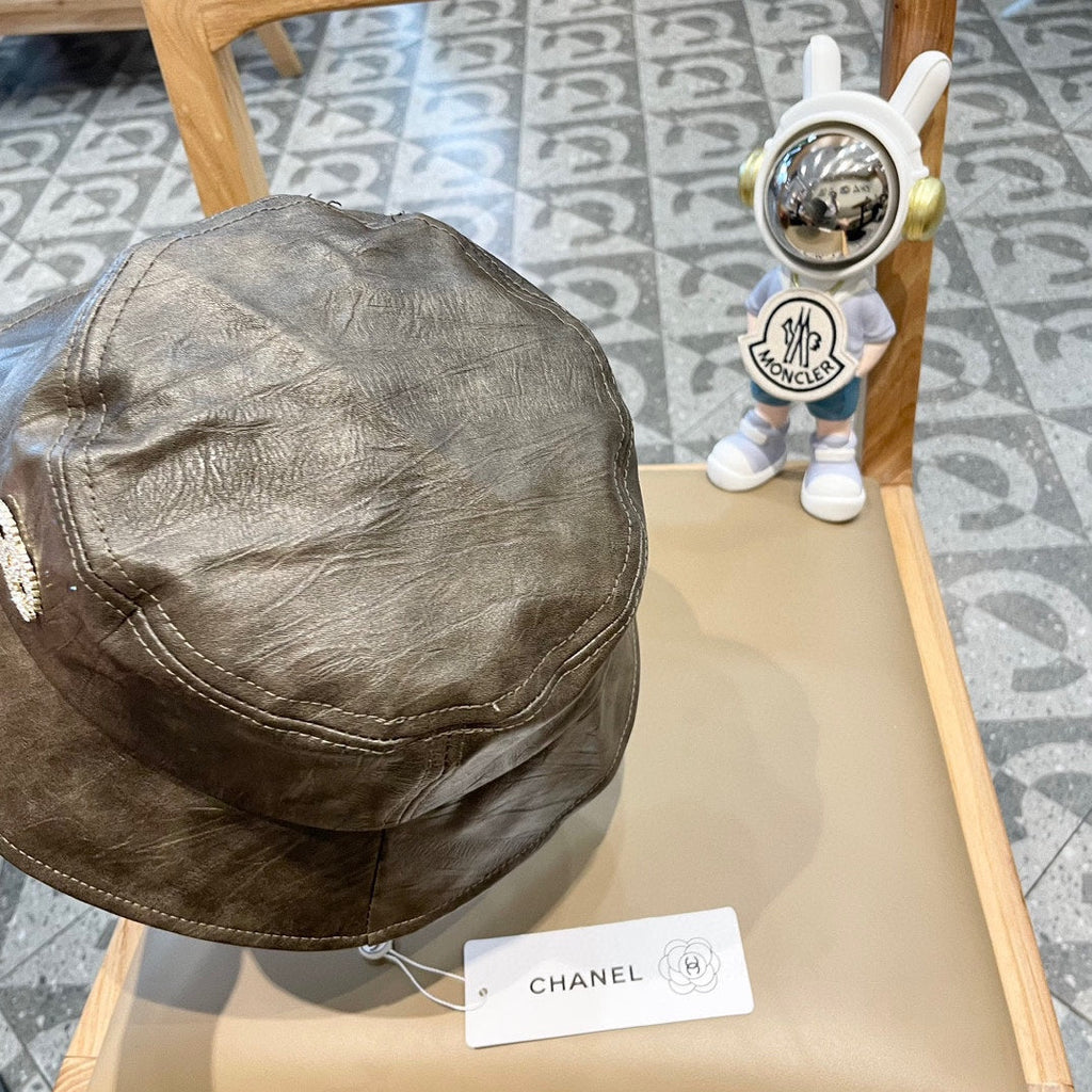 CHANEL BUCKET HAT IN WOOD BROWN CALFSKIN 431731
