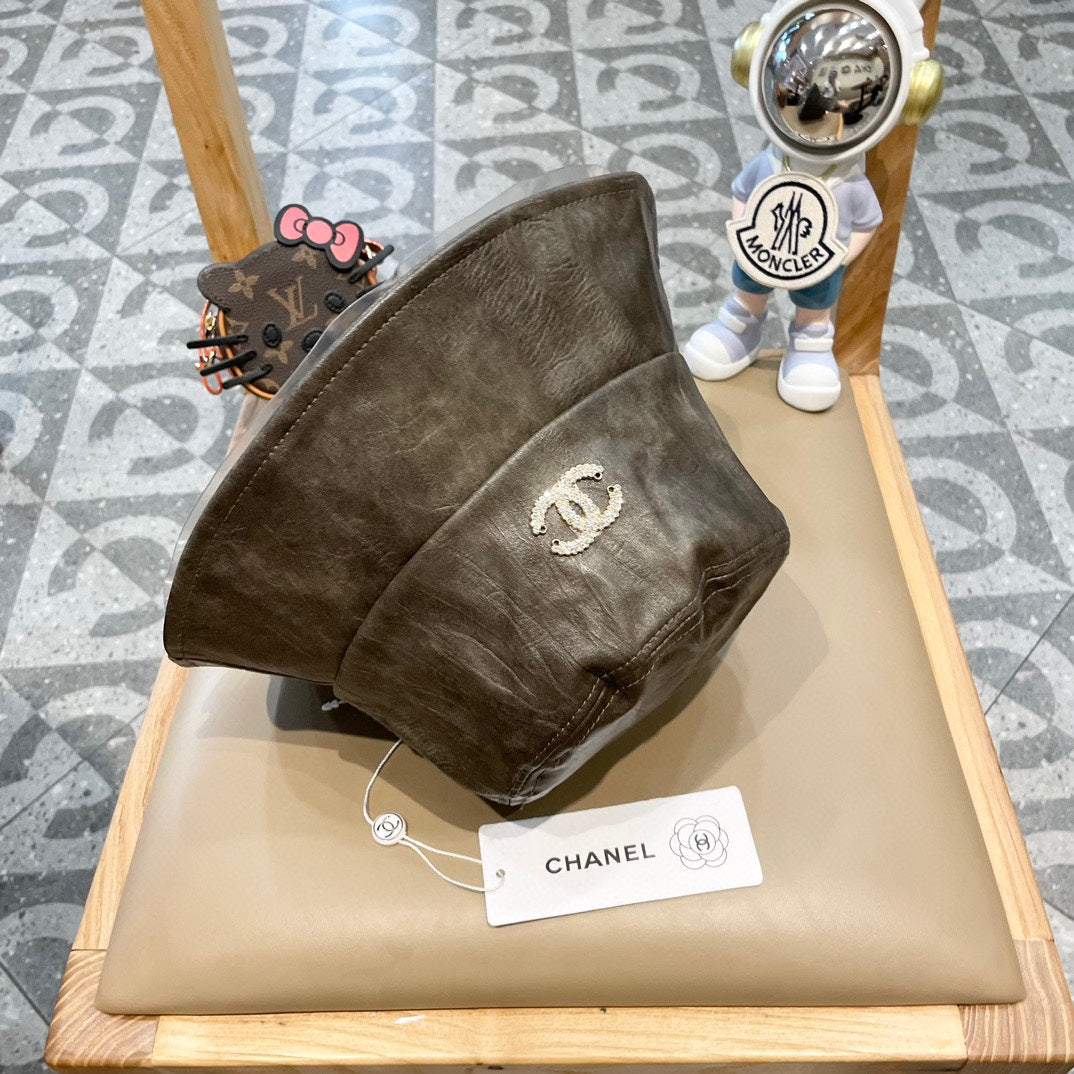 CHANEL BUCKET HAT IN WOOD BROWN CALFSKIN 431731