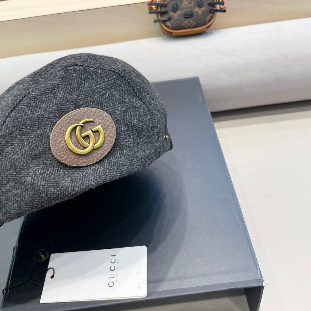 GUCCI BERET RETRO HAT IN MOUSE GRAY CASHMERE 431370