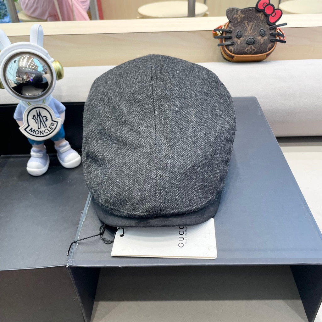 GUCCI BERET RETRO HAT IN MOUSE GRAY CASHMERE 431370