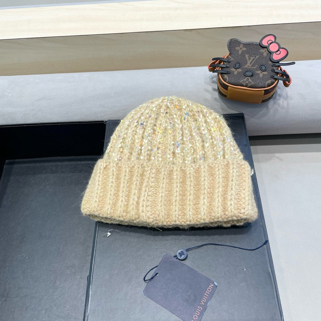 LOUIS VUITTON KNITTED BEANIE HAT IN CREAM BEIGE WOOL 431618