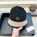 GUCCI KNIT BUCKET HAT IN BLACK MIX LIGHT BROWN WOOL 431639
