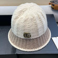 GUCCI KNIT BUCKET HAT IN BEIGE MIX MEDIUM BROWN WOOL 431640