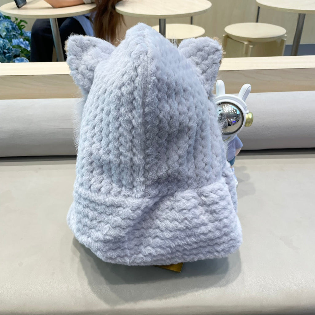 LOUIS VUITTON BEANIE HAT IN GRAY WOOL AND LAMB FUR 435074