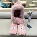 LOUIS VUITTON BEANIE HAT IN PASTEL PINK WOOL AND LAMB FUR 435072