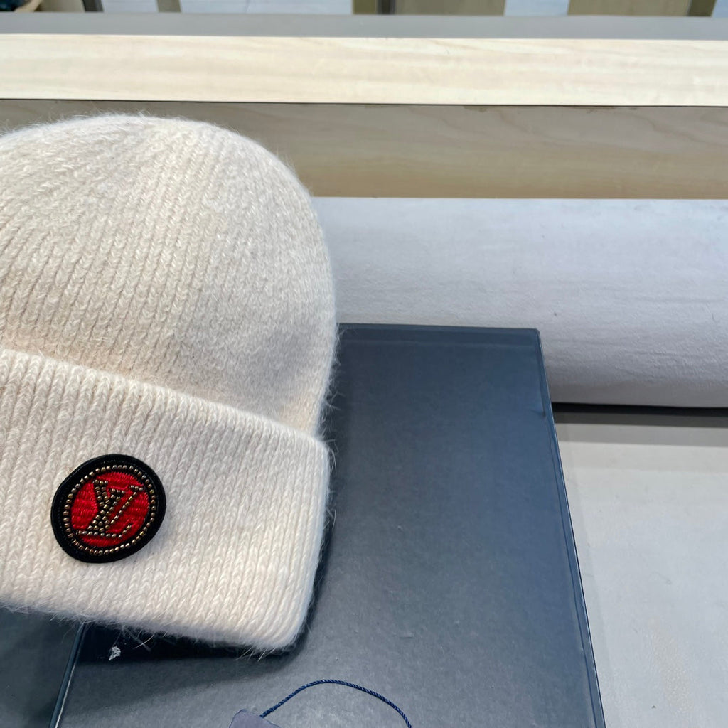 LOUIS VUITTON BEANIE HAT IN BEIGE WOOL AND RABBIT FUR 433474